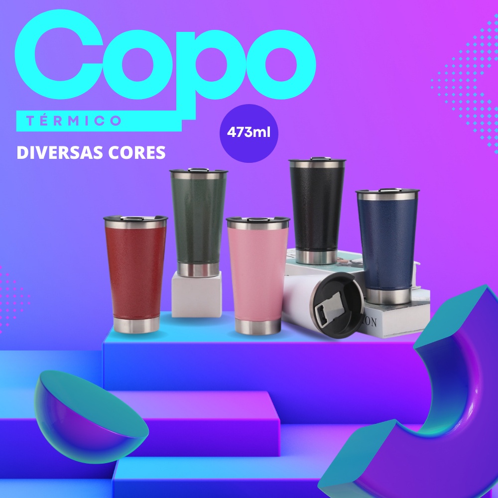 Copo Térmico Fosco Com Tampa e Abridor 473 ml Cerveja Café Inox Tipo Gelada Quente Festas Casa