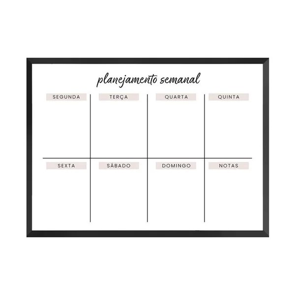 Quadro de Anotações Planejamento Semanal Notas Organização