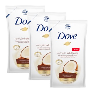 Kit 3 Sabonete Líquido Dove Nutrição Indulgente Leite de Coco e Manteiga de Cacau 200ml