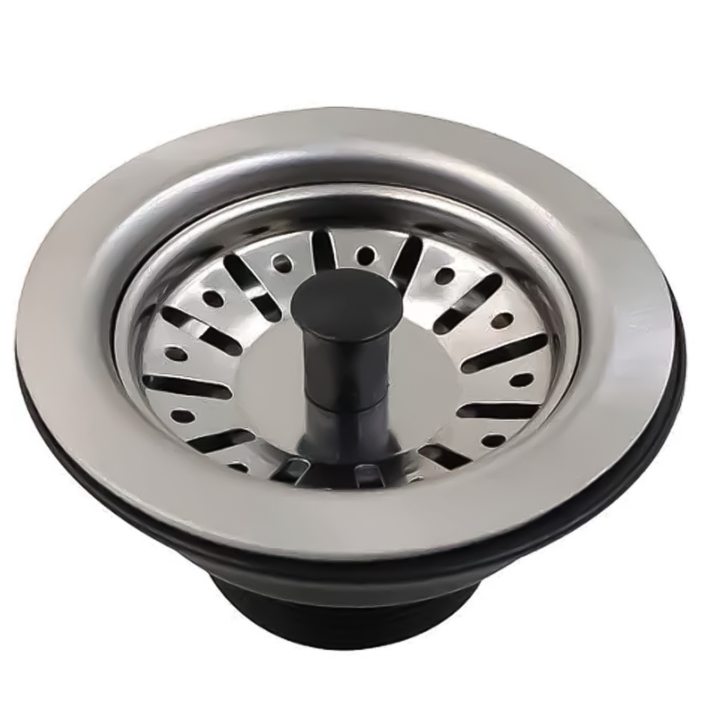 Válvula Americana Para Pia De Cozinha Inox 3.1/2 Com Puxador Cromado 9cm Cestinha Ralo Ralinho