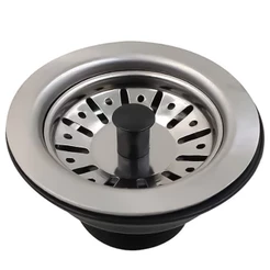 Válvula Americana Para Pia De Cozinha Inox 3.1/2 Com Puxador Cromado 9cm Cestinha Ralo Ralinho
