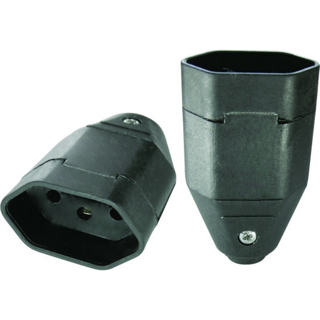 Plugue Fêmea Preto 10a 2 Pólos + Terra Radial 1501.133