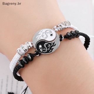 Bagreny 2Pcs/set Dragon Tai Chi Braided Bracelet Para Mulheres Homens Melhores Amigos Pulseiras Yin Yang Ajustáveis Fashion Couple Jewelry BR