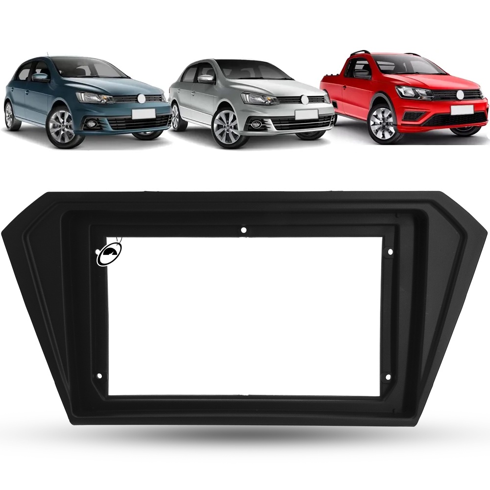 Moldura De Painel 2 Din 9" Polegadas Gol Saveiro Voyage G7 G8 2017 Em Diante - Preto em Oferta na Shopee