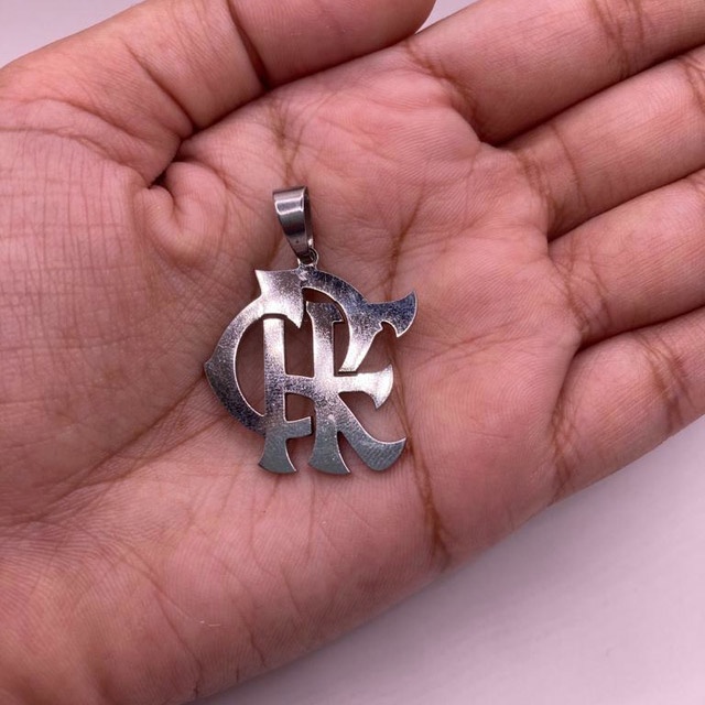 Pingente Masculino Escudo Time Flamengo CRF Mengão Aço Inox