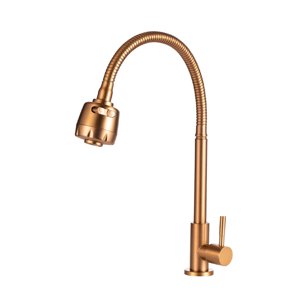Torneira Para Cozinha Em Aço Inox Jaguaribe Pingoo - Dourado Rose - Home & Living