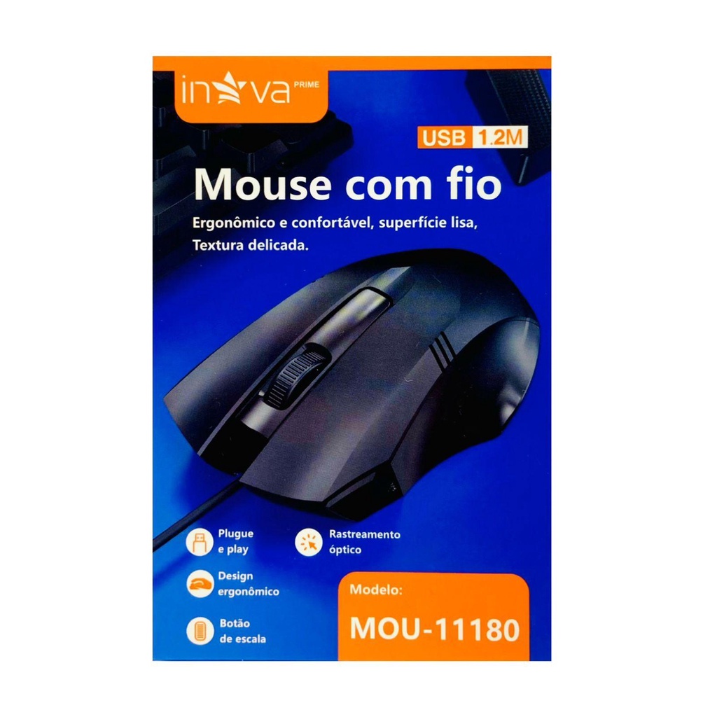 Mouse Inova Com Fio USB 1.2 Metros
