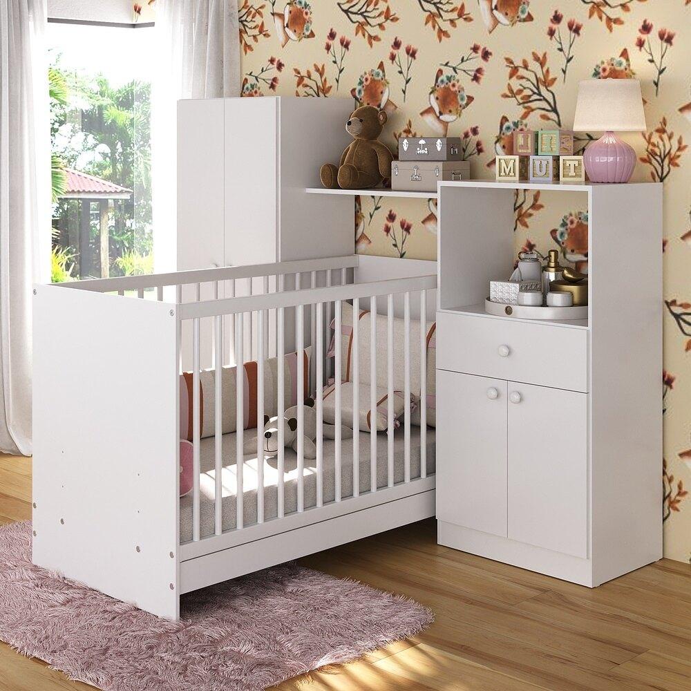 Berço 3 em 1 e Guarda-Roupas 4 Portas 1 Gaveta Multimóveis MP4144