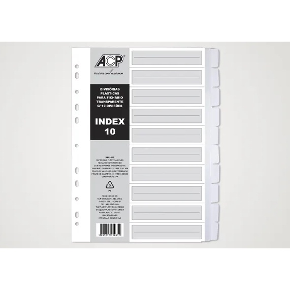 Divisória para fichário transparente plástica A4 com 10 em Oferta na Shopee