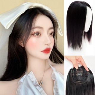 Peruca Fêmea Parte Média Com Franja No Topo Da Cabeça Bloco De Substituição Do Cabelo Longo Liso Peça Para Cobrir O Branco