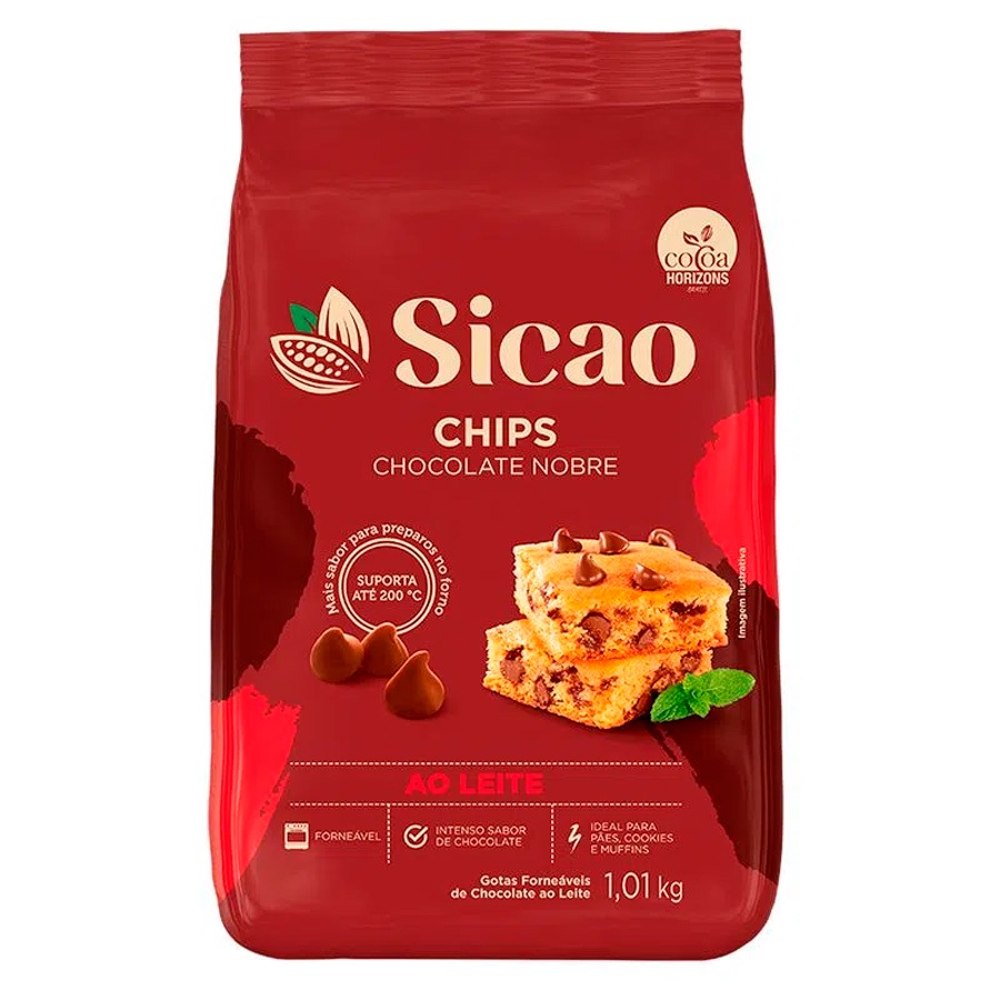Chocolate Nobre Chips Ao Leite - 1,01 kg  - 1 unidade - Sicao - Rizzo - Food & Beverages