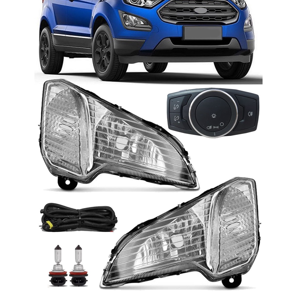 Kit Farol de Milha Neblina Ford Nova Ecosport 2017 2018 2019 2020 - Botão Painel