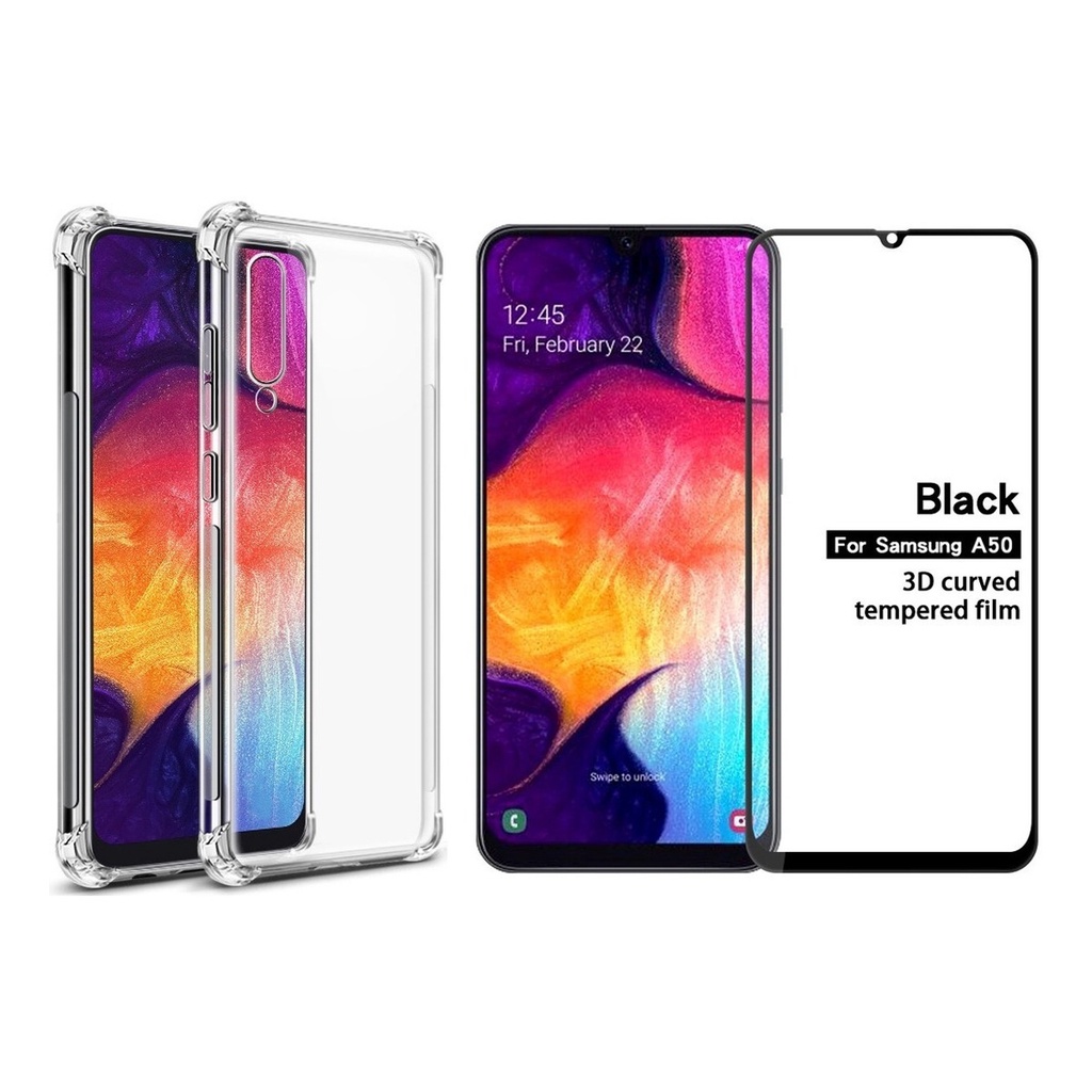 Capa Case Capinha Anti Impacto Compatível Com Galaxy A50 + Película 3D Vidro Temperado