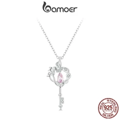 Bamoer 925 Sterling Sliver Necklace Butterfly Vine Heart Jóias Chave Do Coração Para Mulheres