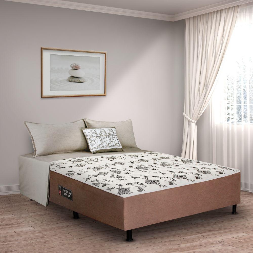 Cama Box Casal Conjugada (138x188) D28 Marrom Roma - Home & Living
