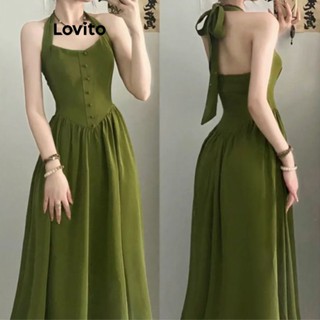 Lovito Casual Vestido com Zíper para Mulheres LNA21217 (Verde)
