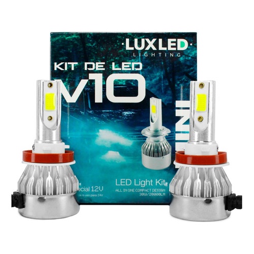 PAR LÂMPADAS LED MINI V10 12V 20000LM 6500K H8/H11/H16 (CACHIMBO TIPO L) - Spare Parts and Accessories for Vehicles
