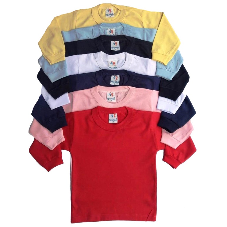 Promoção kit 4 camisetas bebê manga longa  malha lisa 100% algodão menina menino  tamanho do p ao 3