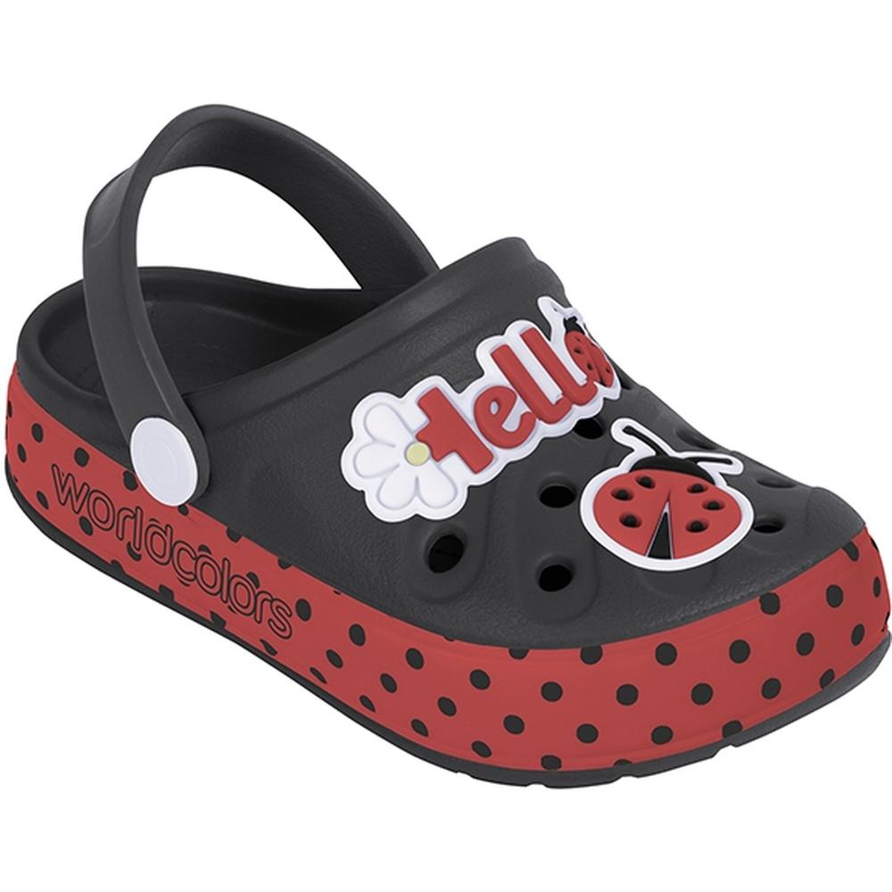 Babuche Infantil EVA Soft Worldcolors - Preto/vermelho