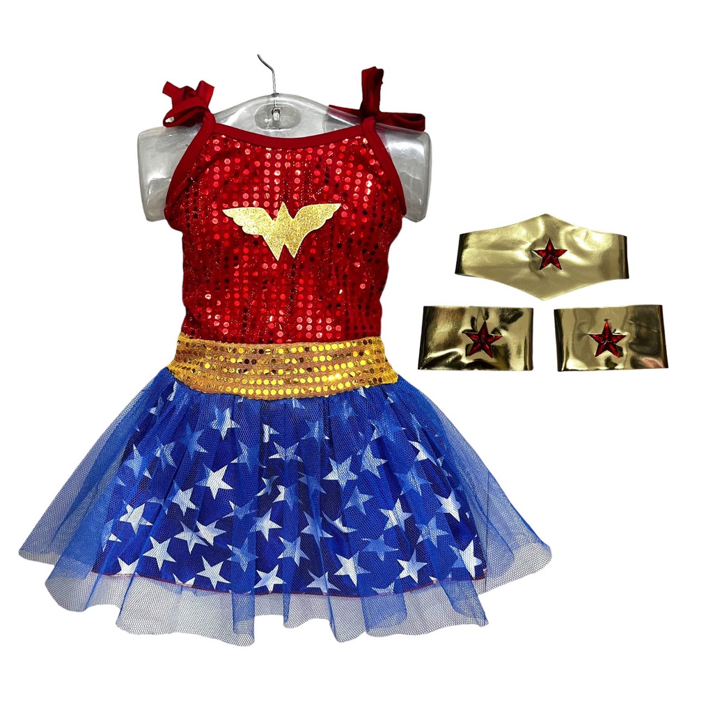 Vestido Fantasia Infantil Mulher completa + kit bracelete e tiara Festas Carnaval em Oferta na Shopee