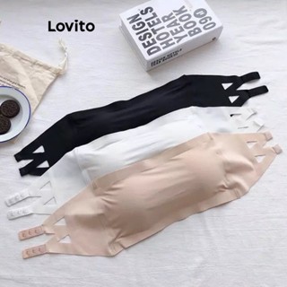 Lovito Bralette Básico Liso Casual Para Mulheres LNE38238 (Damasco/Branco/Preto)