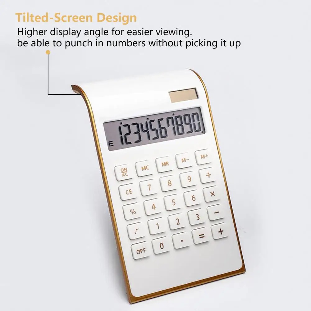 Mini Calculadora Tela LCD Grande Display Botão Responsivo Aritmética Operação Golden Frame Dual Power Desktop Calculator em Oferta na Shopee