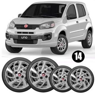 Kit 4 Carlota Compatível com Uno Attractive 2015 2016 Aro 14 Prata em Oferta na Shopee