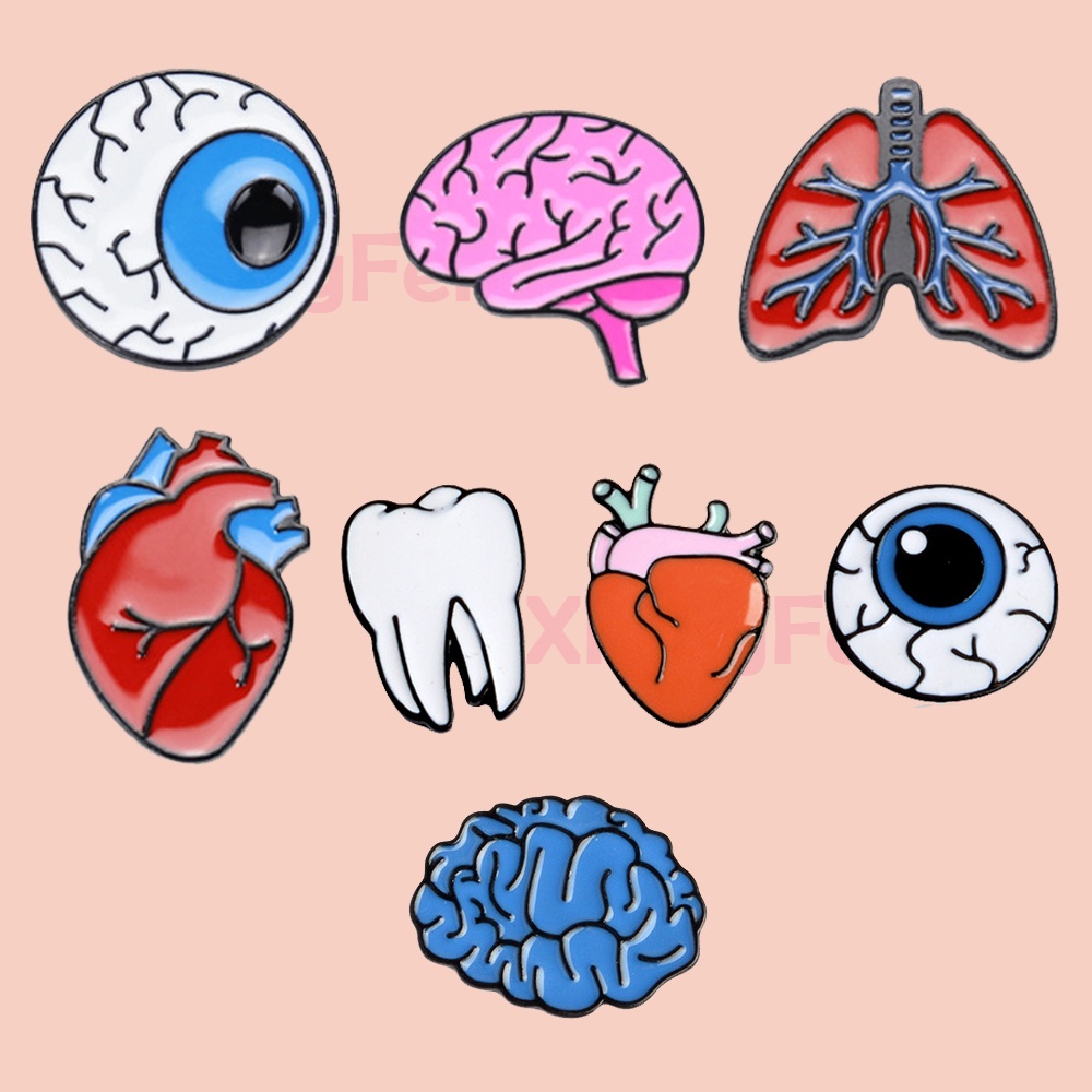Brochura Cerebral Crachá Dental Do Coração Acessórios Criativos Para Pinos De Olhos