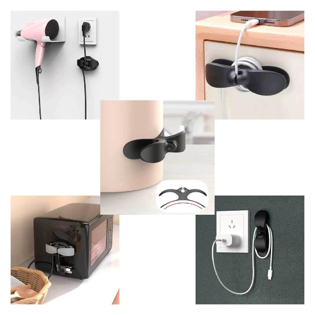 5x Organizador De Cabos E Fios Eletrodomésticos Adesivo Preto