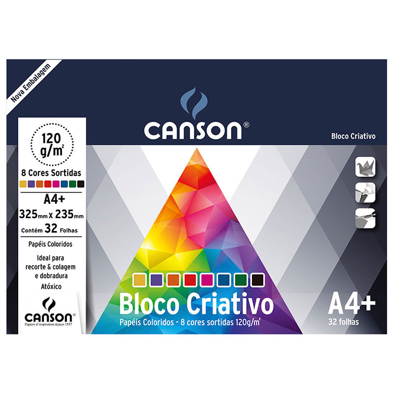 Bloco Criativo Cards A4+ 325x235mm 120g 8 cores 32fls Canson em Oferta na Shopee