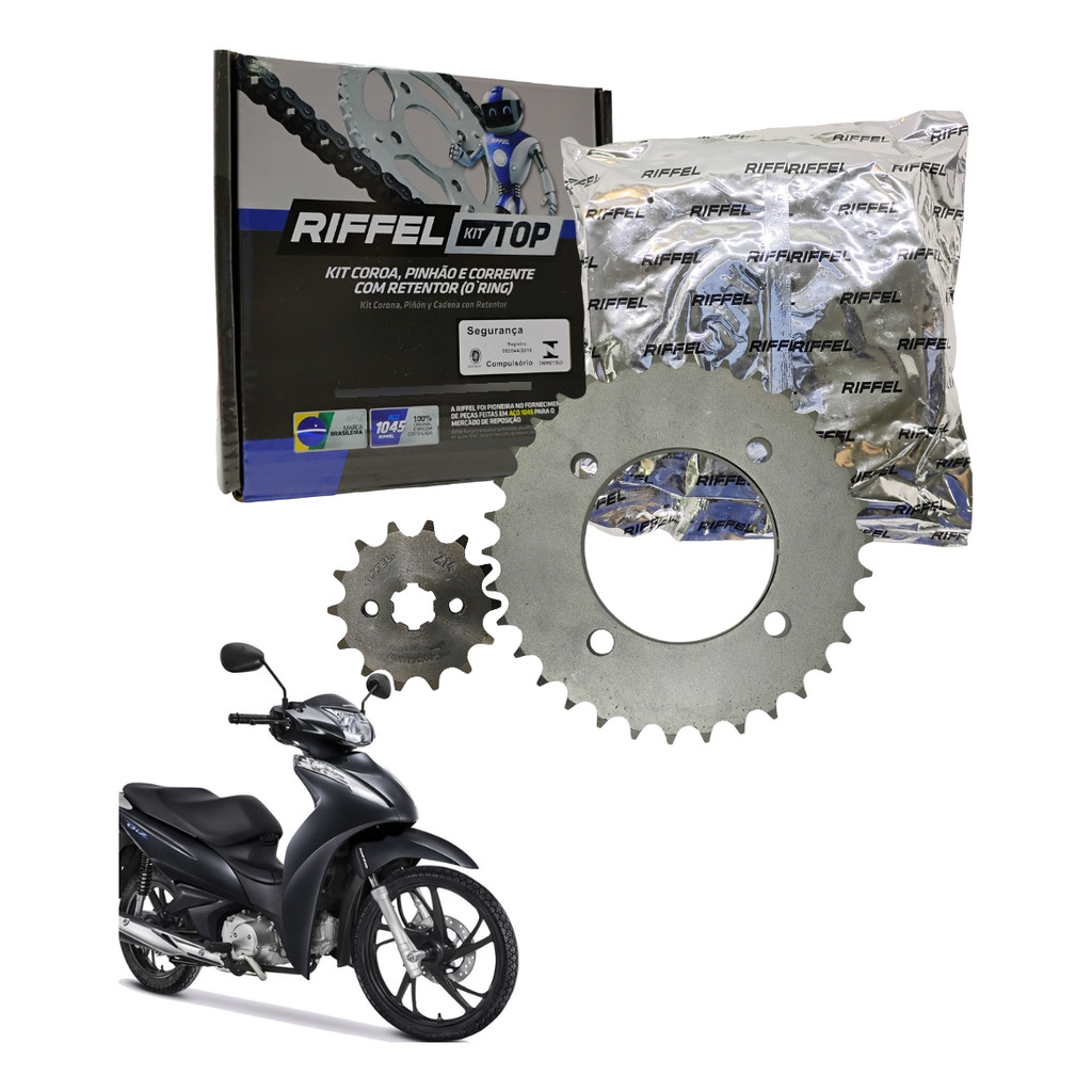 Kit Relação Tração Transmissão Com Retentor Honda Biz 125 2005 2006 2007 2008 A 2025 Original Riffel em Oferta na Shopee