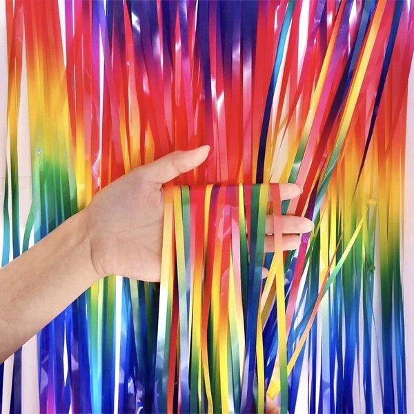 Painel Cortina 1x2m Franja Colorida Decoração Parede Fundo Para Festas e Decorações em Oferta na Shopee