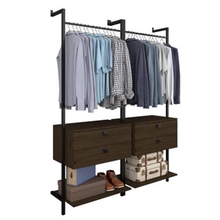 Closet Estilo Industrial Siena C/gaveta Preto/imbui - Móveis Arapongas em Oferta na Shopee