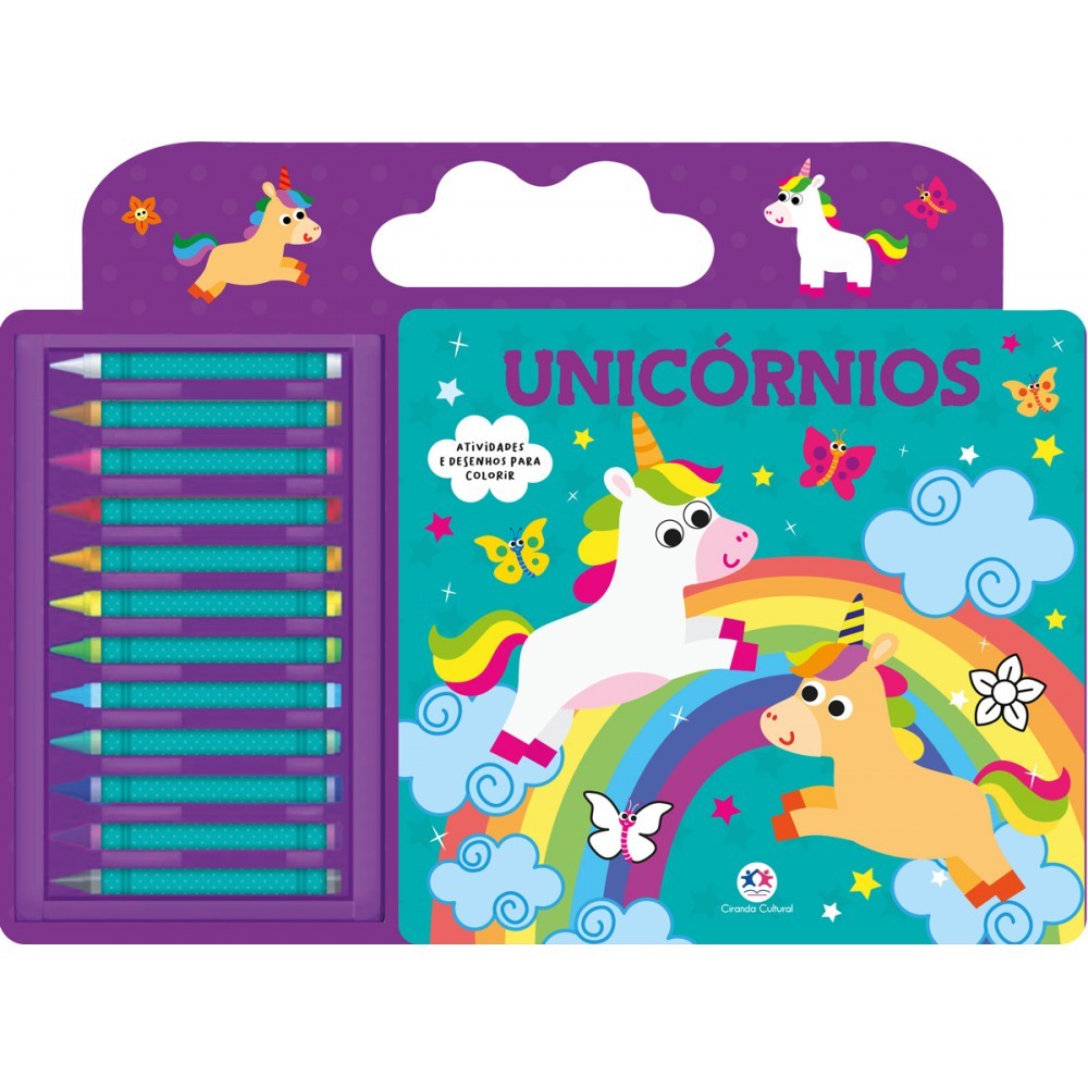 Livro Giz de cera Unicórnios em Oferta na Shopee