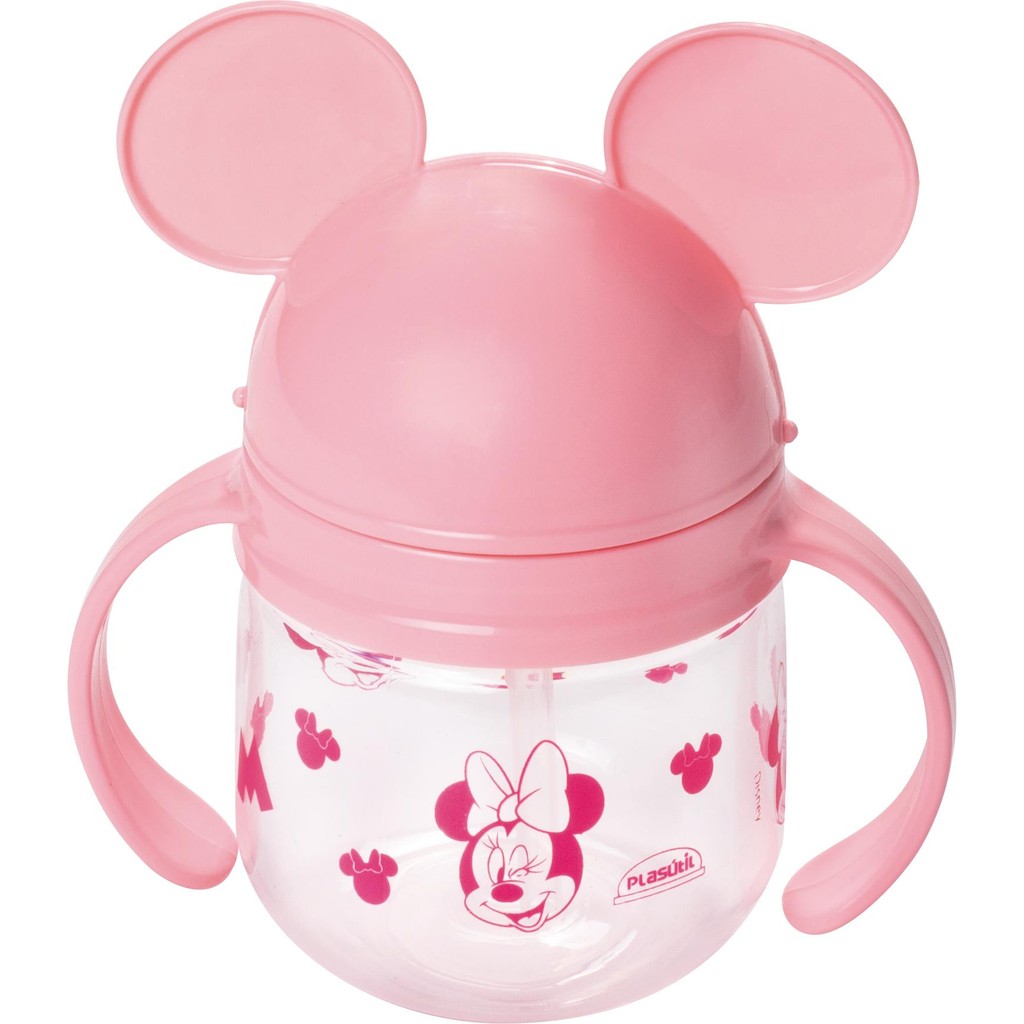 Caneca Minnie Treinamento Transição Canudo 260 ml Plasútil em Oferta na Shopee