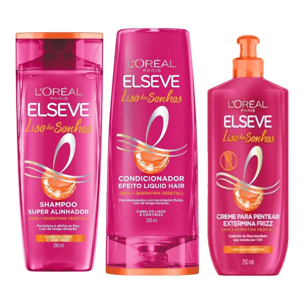 KIT ELSEVE SH + COND + CR PENTEAR SUPER ALINHADOR LISO DOS SONHOS LORÉAL (LANÇAMENTO 2025 ) - Beauty