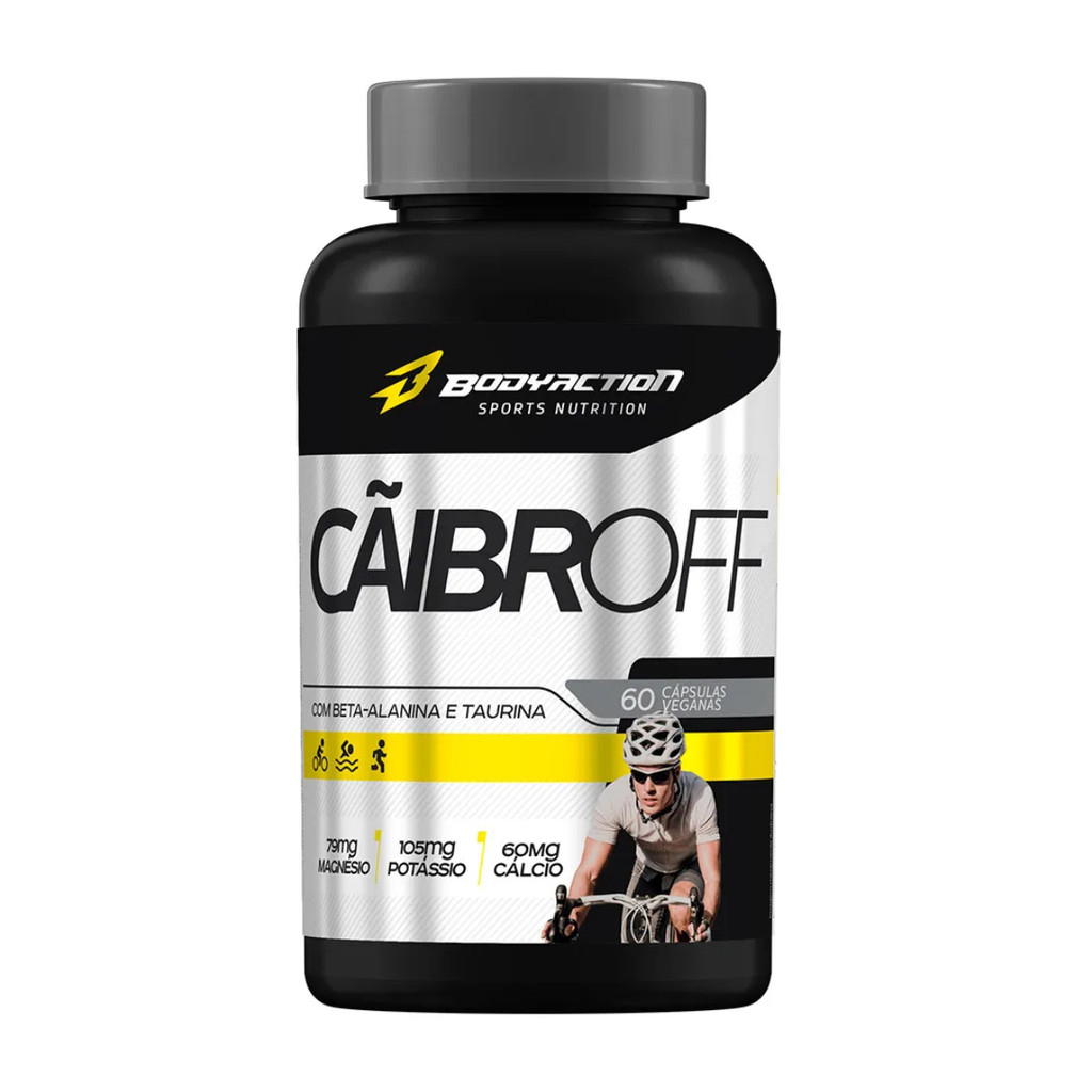 Cãíbroff - Magnésio, Potássio, Beta Alanina, Taurina e Cálcio - Anti Câimbras 60 Cápsulas BodyAction