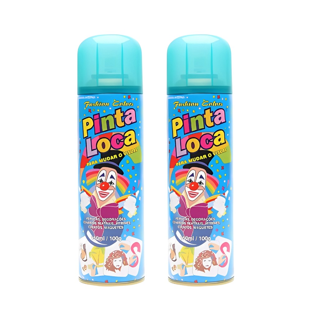 Cabelo Maluco Kit 2 Tintas Spray Pinta Loca Azul Flash 150ml