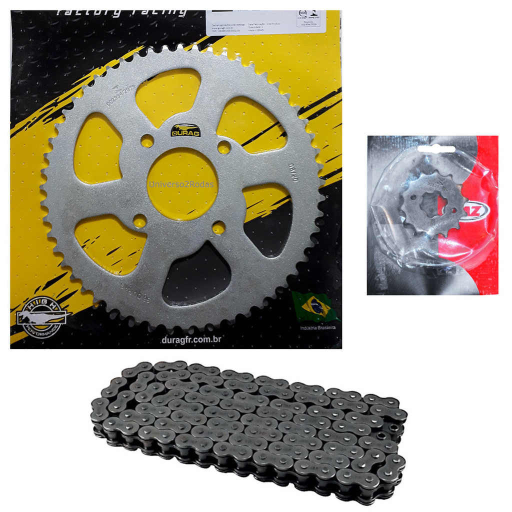 Kit Transmissão Relação 56/14 P 428 Yamaha XTZ 150 Crosser, Trilha - Durag / VAZ / Maxx