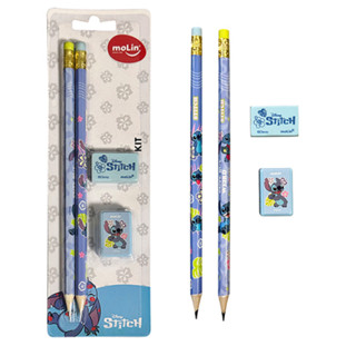Kit Escolar Stitch 2 Lápis + Borracha + Apontador Molin em Oferta na Shopee