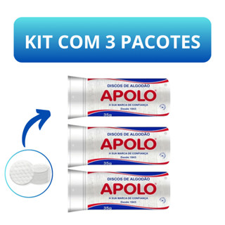 Kit 3 Disco de Algodão Apolo 35g Para o Rosto Limpeza Facial Remoção de Maquiagem em Oferta na Shopee
