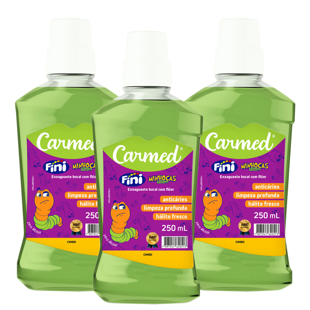 Kit 3 und Enxaguante Bucal Carmed Fini Minhoca 250 ml