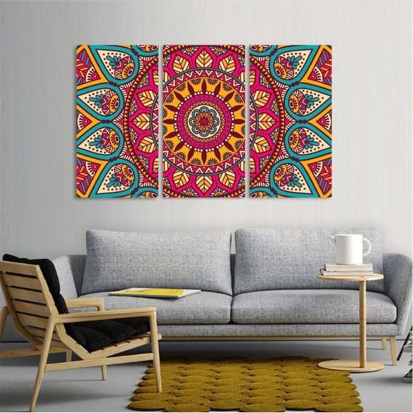 Kit Quadros Decorativo   Mosaico  Mandala  3 peças 20x30 mdf alta qualidade