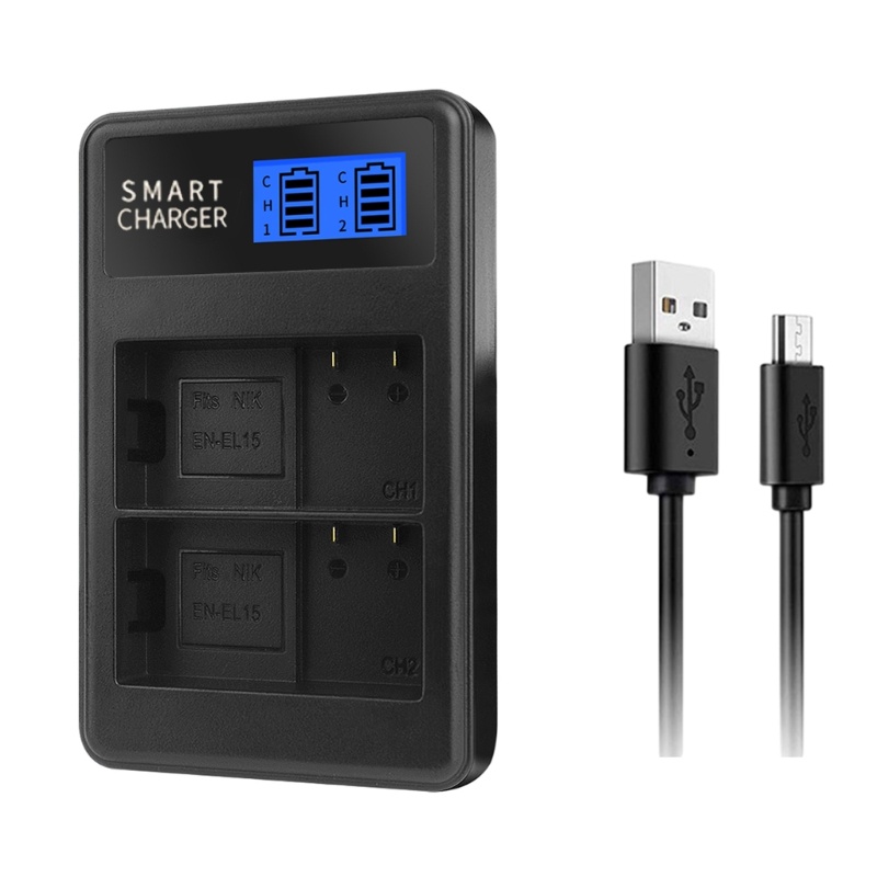 Carregador Câmera EN-EL15 Base Exibição LCD Para D500 D600