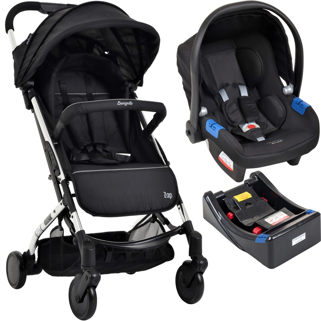Carrinho de Bebe + Bebe Conforto + Base Zap Metal Prata - Burigotto em Oferta na Shopee
