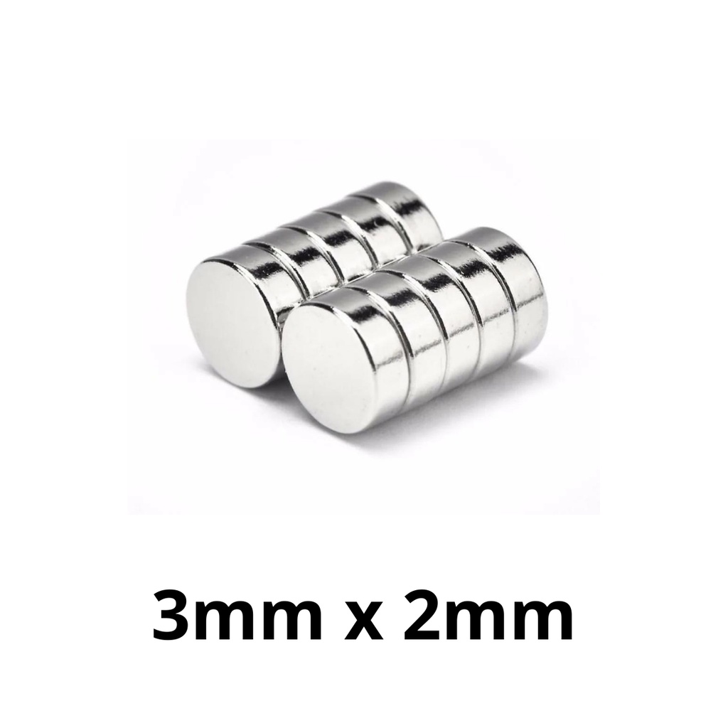 Kit 10 Peças Imã Neodímio Potente Disco Magnético N35 3x2 mm Super Forte