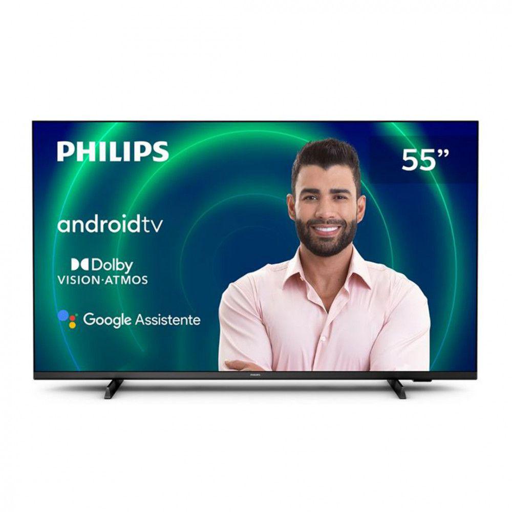 Smart TV Philips 55" Android TV 4K 55PUG7406/78 UHD Dolby Vision Dolby Atmos Bluetooth Bordas ultrafinas