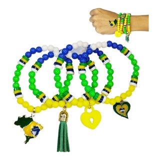 Kit Pulseira Do Brasil Copa Do Mundo Torcedor Miçanga 4 Unid em Oferta na Shopee