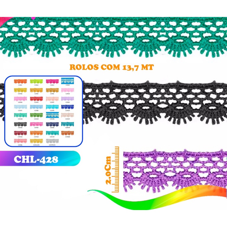 RENDA GUIPIR CHL-428 2.0 CM - ROLO C/13.7 METROS