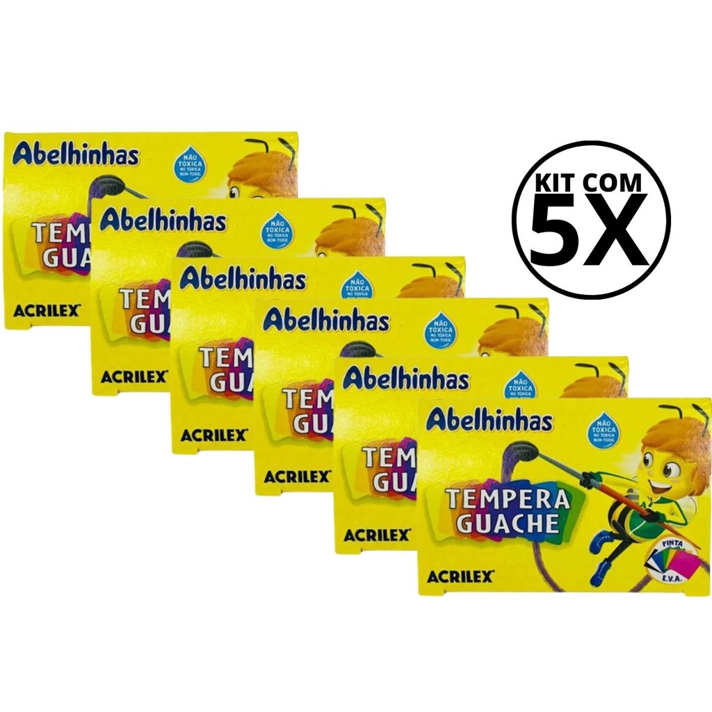 Kit 05 Tinta Guache Acrilex Com 06 Cores -15ml Cada pote em Oferta na Shopee